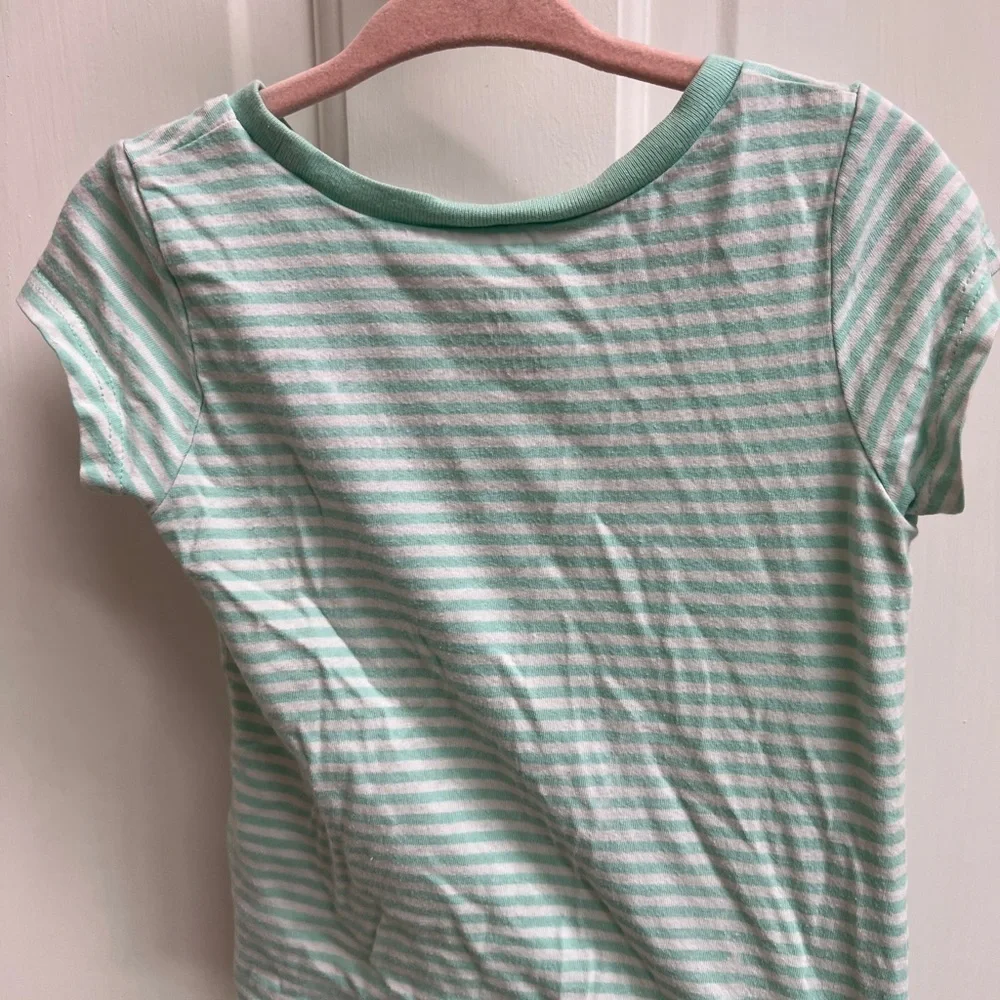 Carter’s 24M light Blue/Green and White Striped Short Sleeve Top with Rainbow